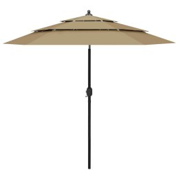 3-POZIOMOWY PARASOL NA ALUMINIOWYM SŁUPKU TAUPE 2,5M