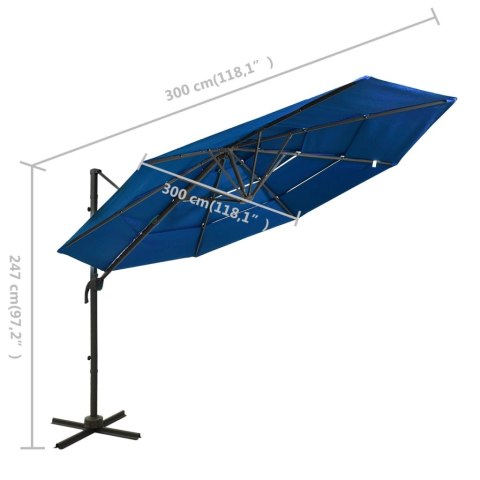 4-POZIOMOWY PARASOL NA ALUMINIOWYM SŁUPKU LAZUROWY 3X3M