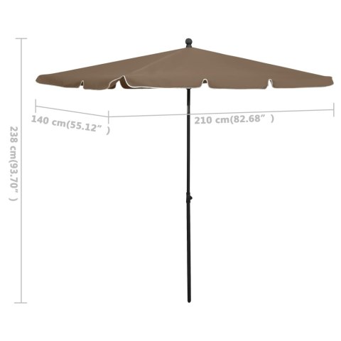 PARASOL OGRODOWY NA SŁUPKU 210X140CM KOLOR TAUPE
