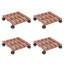 STOJAKI NA KÓŁKACH POD DONICE 4 SZT. BRĄZ 30X30X7,5CM WPC