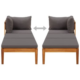 LEŻAK OGRODOWY Z PODŁOKIETNIKIEM CIEMNOSZARY DREWNO AKACJOWE