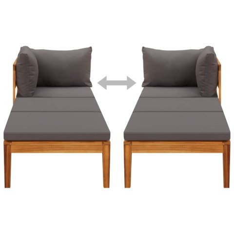 LEŻAK OGRODOWY Z PODŁOKIETNIKIEM CIEMNOSZARY DREWNO AKACJOWE