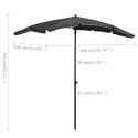 PARASOL OGRODOWY NA SŁUPKU 200X130CM ANTRACYTOWY