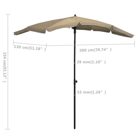 PARASOL OGRODOWY NA SŁUPKU 200X130CM KOLOR TAUPE