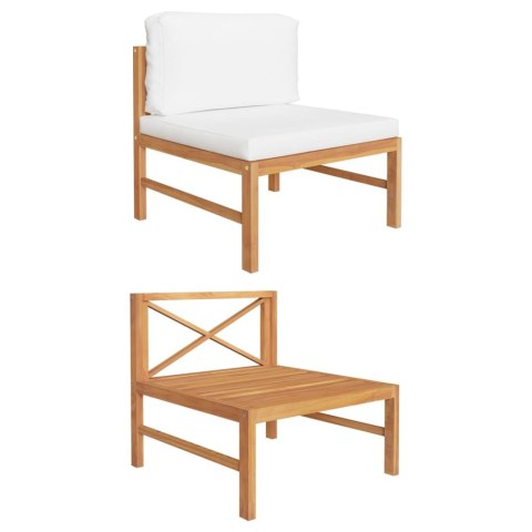 SIEDZISKO ŚRODKOWE Z KREMOWYMI PODUSZKAMI DREWNO TEKOWE