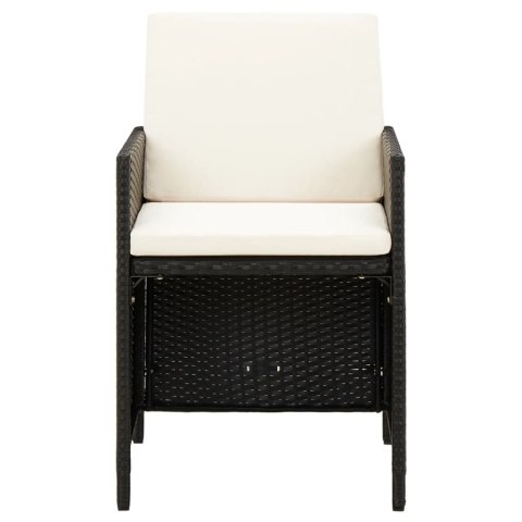 4-CZ. ZESTAW KRZESEŁ I STOŁKÓW OGRODOWYCH RATTAN PE CZARNY