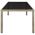 STÓŁ OGRODOWY BEŻOWY 250X100X75CM SZKŁO I RATTAN PE