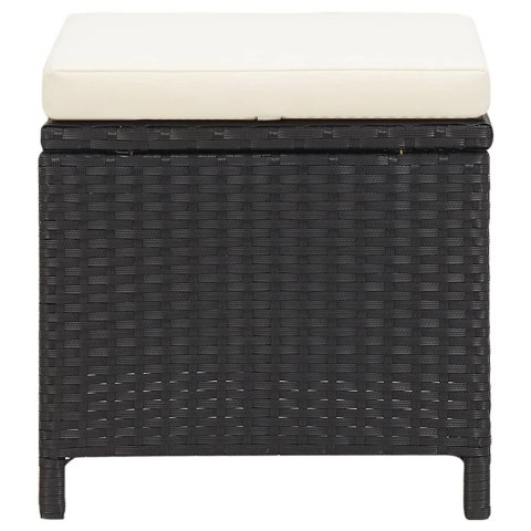 STOŁKI OGRODOWE Z PODUSZKAMI 4 SZT. POLIRATTAN CZARNE