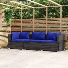 3-OSOBOWA SOFA OGRODOWA Z PODUSZKAMI SZARY RATTAN PE