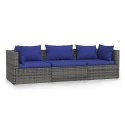 3-OSOBOWA SOFA OGRODOWA Z PODUSZKAMI SZARY RATTAN PE