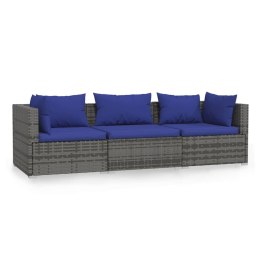 3-OSOBOWA SOFA OGRODOWA Z PODUSZKAMI SZARY RATTAN PE