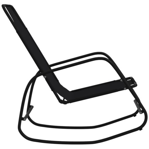 LEŻAKI OGRODOWE BUJANE 2SZT CZARNE STAL I TWORZYWO TEXTILENE