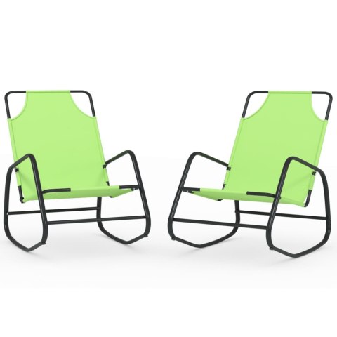 LEŻAKI OGRODOWE BUJANE 2SZT ZIELONE STAL I TWORZYWO TEXTILENE