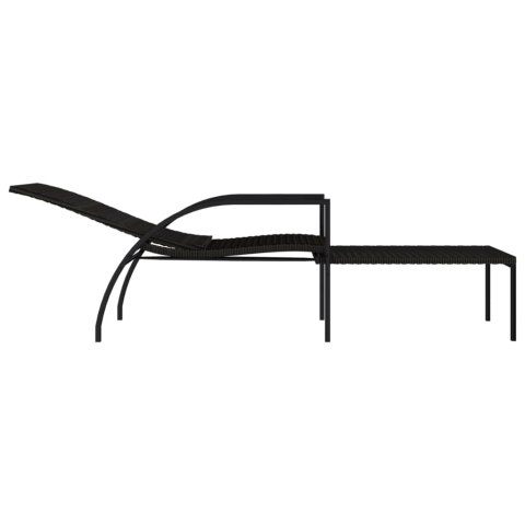 LEŻAKI OGRODOWE Z PODNÓŻKIEM 2 SZT. POLIRATTANOWE BRĄZOWE