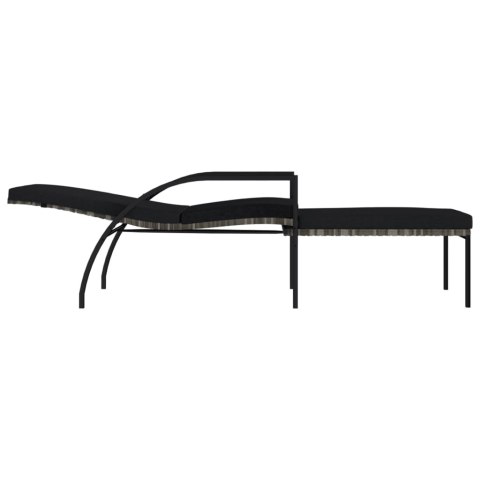 LEŻAKI OGRODOWE Z PODNÓŻKIEM 2 SZT. POLIRATTANOWE SZARE