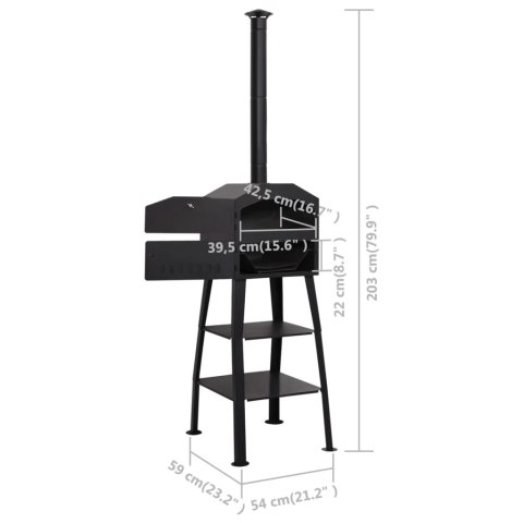 PIEC DO PIZZY NA WĘGIEL DRZEWNY Z 2 KAMIENIAMI SZAMOTOWYMI