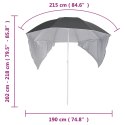 PARASOL PLAŻOWY ZE ŚCIANKAMI BOCZNYMI ANTRACYTOWY 215CM