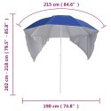 PARASOL PLAŻOWY ZE ŚCIANKAMI BOCZNYMI NIEBIESKI 215CM