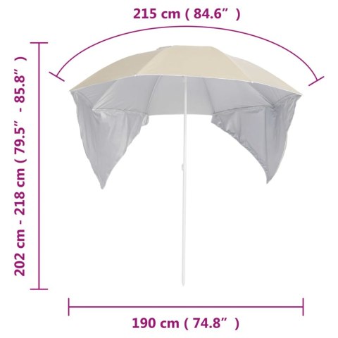 PARASOL PLAŻOWY ZE ŚCIANKAMI BOCZNYMI PIASKOWY 215CM