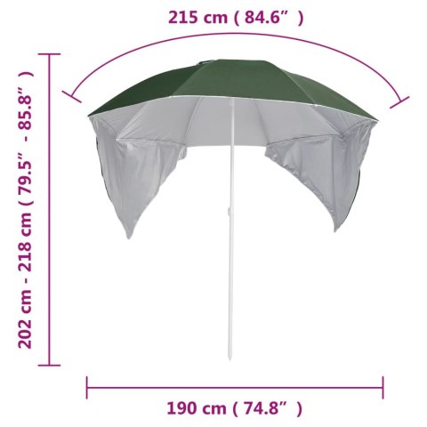PARASOL PLAŻOWY ZE ŚCIANKAMI BOCZNYMI ZIELONY 215CM