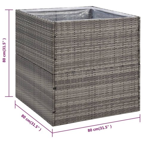 DONICA OGRODOWA SZARA 80X80X80CM RATTAN PE