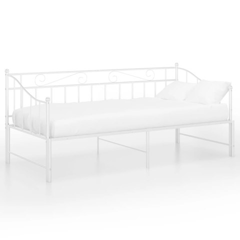SOFA Z WYSUWANĄ RAMĄ ŁÓŻKA BIAŁA METALOWA 90X200CM