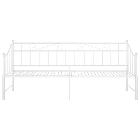 SOFA Z WYSUWANĄ RAMĄ ŁÓŻKA BIAŁA METALOWA 90X200CM