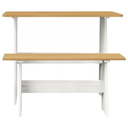 STÓŁ JADALNIANY Z ŁAWKĄ MIODOWY BRĄZ I BIAŁY LITA SOSNA