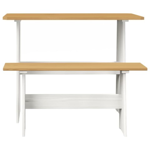 STÓŁ JADALNIANY Z ŁAWKĄ MIODOWY BRĄZ I BIAŁY LITA SOSNA