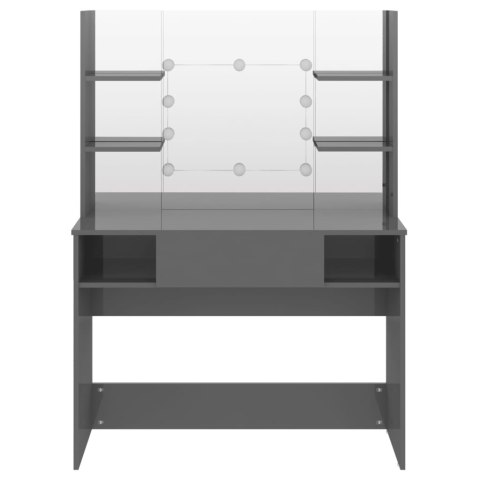 STOLIK DO MAKIJAŻU Z LED 100X40X135CM LŚNIĄCY SZARY