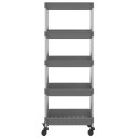 5-POZIOMOWY WÓZEK KUCHENNY SZARY 40X22X116CM ŻELAZO I ABS