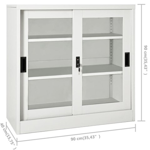 SZAFKA Z DRZWIAMI PRZESUWNYMI JASNOSZARA 90X40X90CM STALOWA