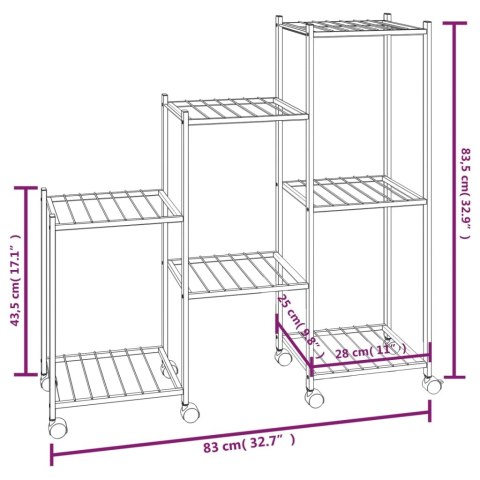 KWIETNIK Z KÓŁKAMI 83X25X83,5CM CZARNY ŻELAZNY