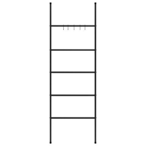 STOJAK DRABINA NA RĘCZNIKI Z 5 POZIOMAMI CZARNY 58X175CM