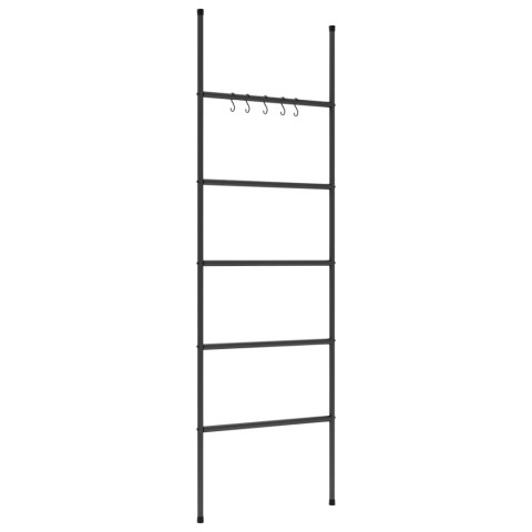 STOJAK DRABINA NA RĘCZNIKI Z 5 POZIOMAMI CZARNY 58X175CM