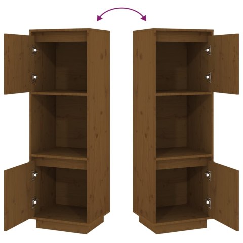 WYSOKA SZAFKA MIODOWY BRĄZ 38X35X117CM DREWNO SOSNOWE