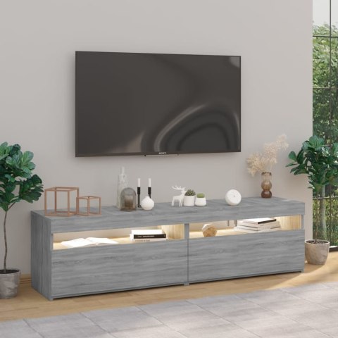 SZAFKI POD TV Z LED 2 SZT. SZARY DĄB SONOMA 75X35X40CM