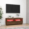 SZAFKA POD TV Z OŚWIETLENIEM LED BRĄZOWY DĄB 100X35X40CM