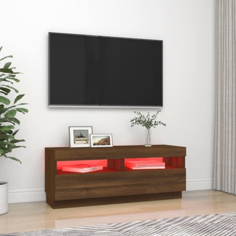 SZAFKA POD TV Z OŚWIETLENIEM LED BRĄZOWY DĄB 100X35X40CM