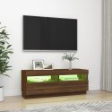 SZAFKA POD TV Z OŚWIETLENIEM LED BRĄZOWY DĄB 100X35X40CM