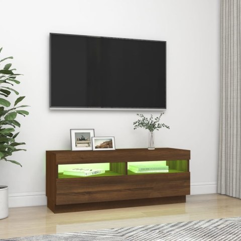 SZAFKA POD TV Z OŚWIETLENIEM LED BRĄZOWY DĄB 100X35X40CM