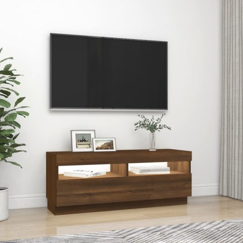 SZAFKA POD TV Z OŚWIETLENIEM LED BRĄZOWY DĄB 100X35X40CM