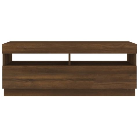 SZAFKA POD TV Z OŚWIETLENIEM LED BRĄZOWY DĄB 100X35X40CM