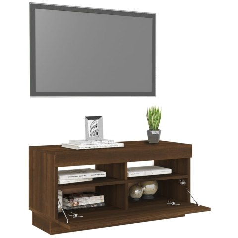 SZAFKA POD TV Z OŚWIETLENIEM LED BRĄZOWY DĄB 80X35X40CM