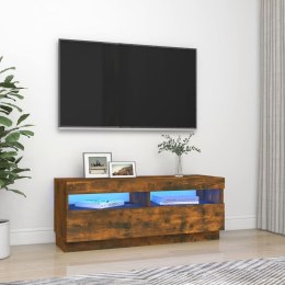 SZAFKA POD TV Z OŚWIETLENIEM LED PRZYDYMIONY DĄB 100X35X40CM