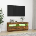SZAFKA POD TV Z OŚWIETLENIEM LED PRZYDYMIONY DĄB 100X35X40CM