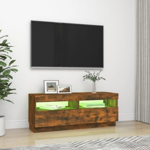 SZAFKA POD TV Z OŚWIETLENIEM LED PRZYDYMIONY DĄB 100X35X40CM