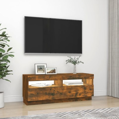 SZAFKA POD TV Z OŚWIETLENIEM LED PRZYDYMIONY DĄB 100X35X40CM