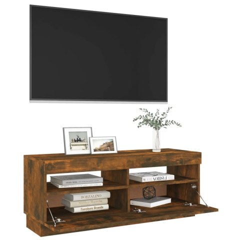 SZAFKA POD TV Z OŚWIETLENIEM LED PRZYDYMIONY DĄB 100X35X40CM