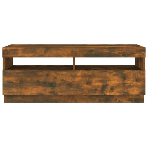 SZAFKA POD TV Z OŚWIETLENIEM LED PRZYDYMIONY DĄB 100X35X40CM